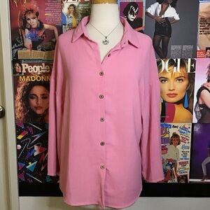 Pink Button-Up Women's Top